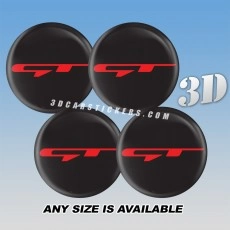 KIA STINGER GT Decals For Wheel Center Caps — Red Logo/Black Background