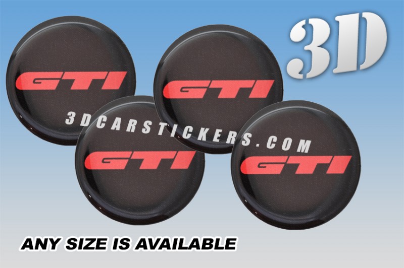 GTI 3d car wheel center cap emblems stickers decals  :: Red logo/black background ::