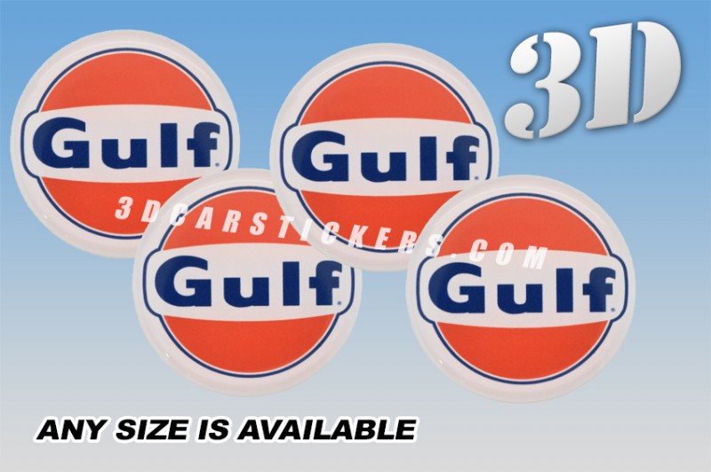GULF 3d car wheel center cap emblems stickers decals  :: Orange/Blue logo/white background ::
