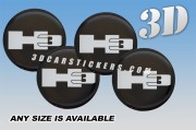 HUMMER H3 3d car wheel center cap emblems stickers decals  :: Silver logo/black background ::