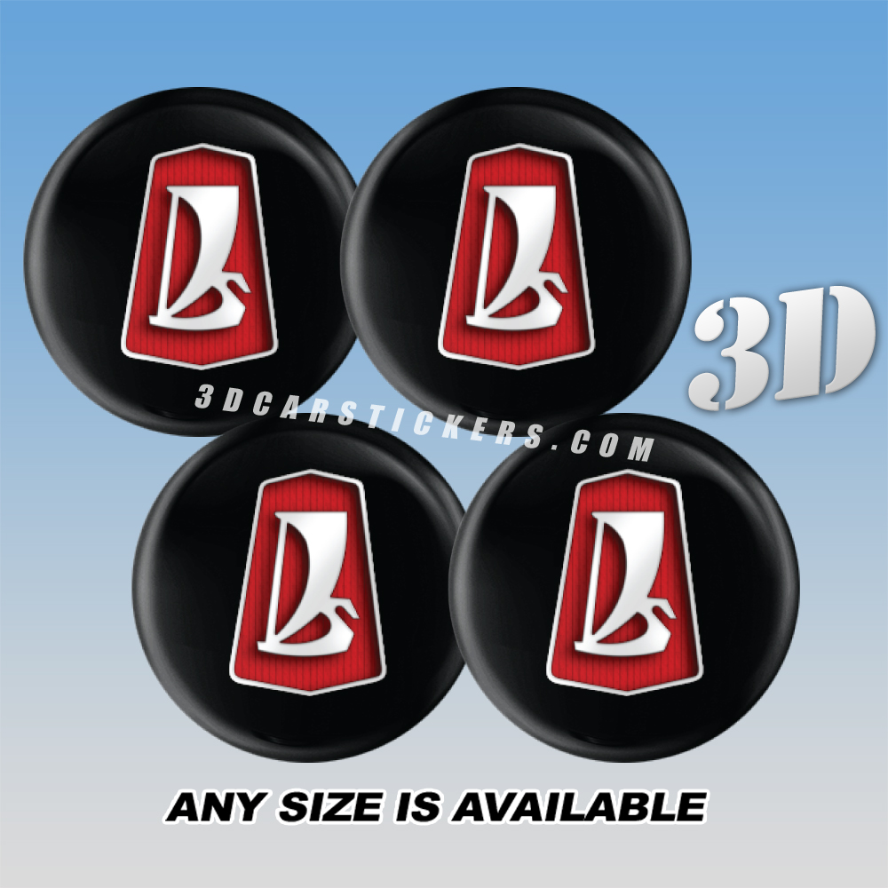 LADA CLASSIC Decals For Wheel Center Caps — Red/White Logo/Black Background