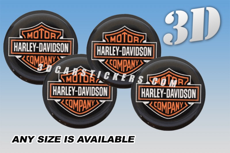 HARLEY-DAVIDSON 3d car wheel center cap emblems stickers decals  :: Color logo/black background ::