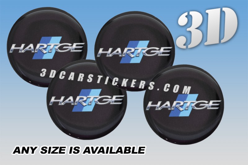 HARTGE 3d car wheel center cap emblems stickers decals  :: Silver/Dark blue/Light blue/Black background ::