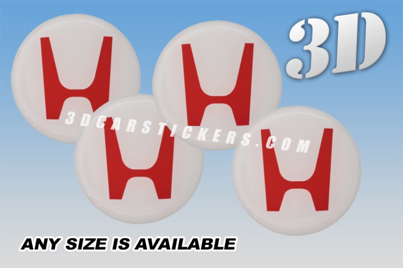 HONDA 3d car wheel center cap emblems stickers decals  :: Red logo/white background ::