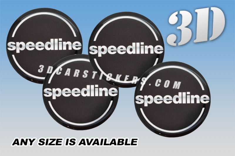 SPEEDLINE 3d car wheel center cap emblems stickers decals  :: Silver logo/black background ::