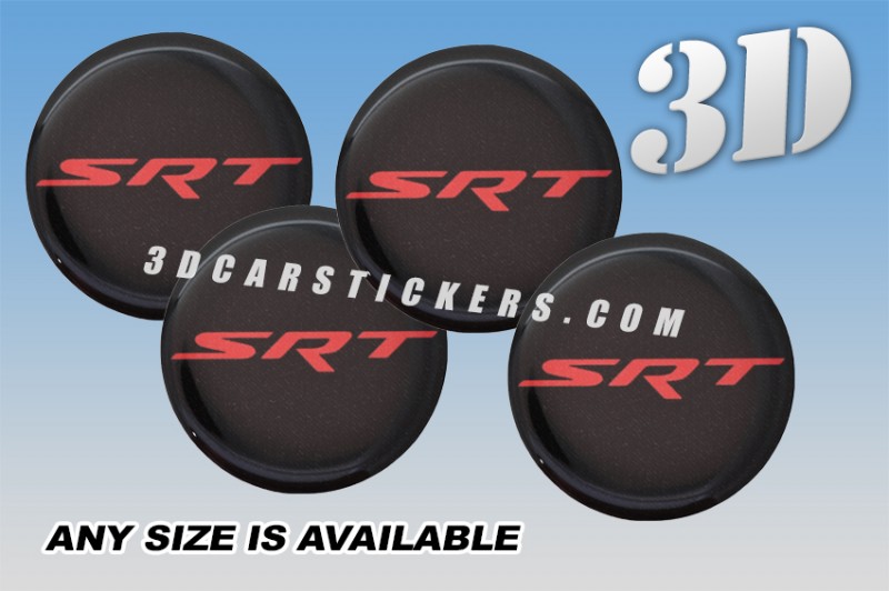 SRT 3d car wheel center cap emblems stickers decals  :: Red logo/black background ::