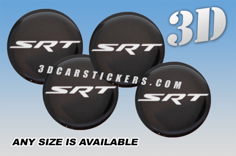 SRT 3d car wheel center cap emblems stickers decals  :: White logo/black background ::