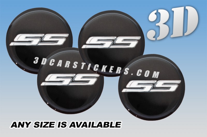 CAMARO SS 3d car wheel center cap emblems stickers decals  :: White logo/black background ::