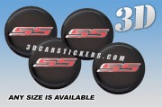 CAMARO SS 3d car wheel center cap emblems stickers decals  :: Red logo/black background ::