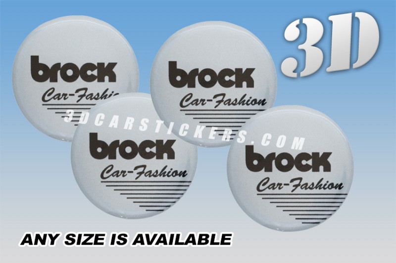BROCK 3d car wheel center cap emblems stickers decals  :: Black logo/silver background ::