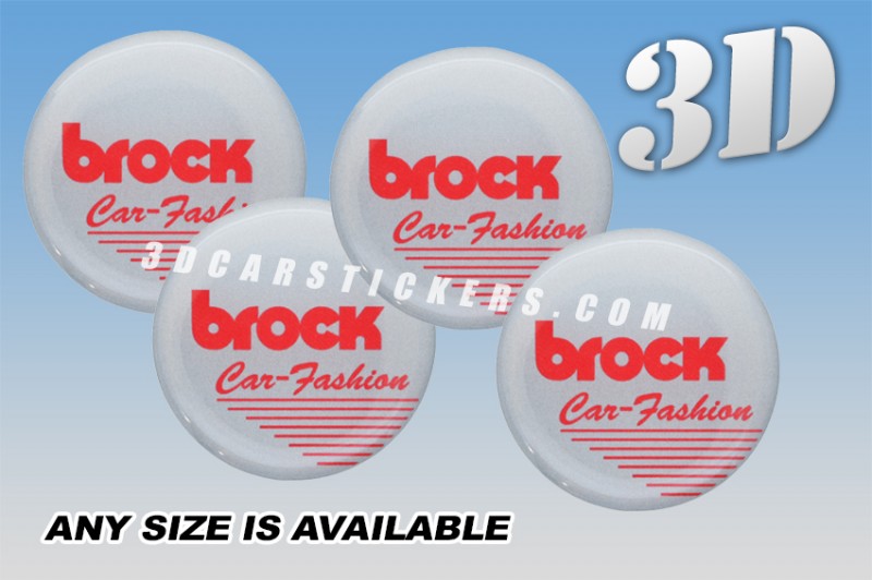 BROCK 3d car wheel center cap emblems stickers decals  :: Red logo/silver background ::