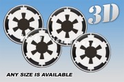 STARS WARS GALACTIC EMPIRE 3d car wheel center cap emblems stickers decals  :: White logo/black background ::
