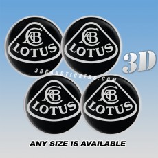 LOTUS Decals For Wheel Center Caps — Silver Logo/Black Background