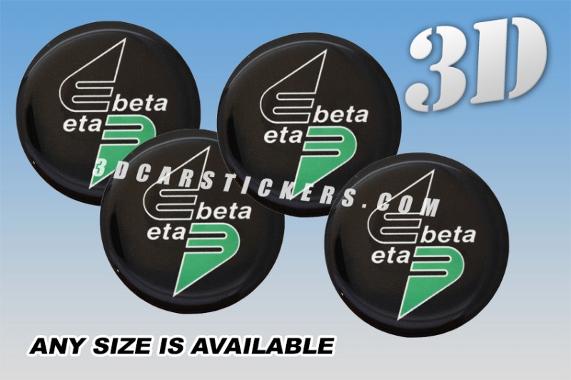 ETA-BETA 3d car wheel center cap emblems stickers decals  :: White/Green logo/black background ::