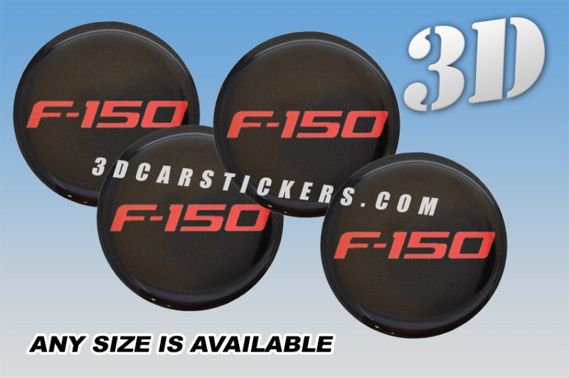 FORD F-150 3d car wheel center cap emblems stickers decals  :: Red logo/black background ::