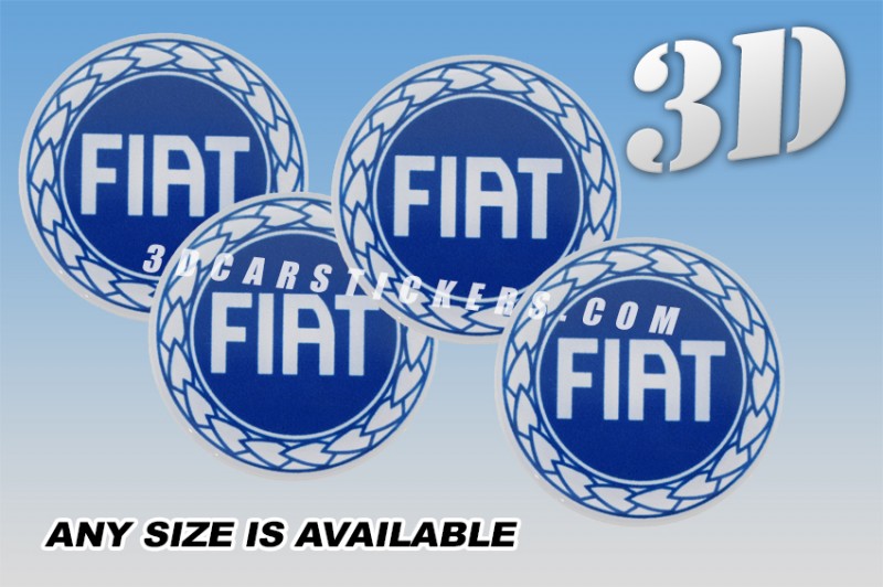 FIAT 3d car wheel center cap emblems stickers decals  :: Blue logo/White background ::