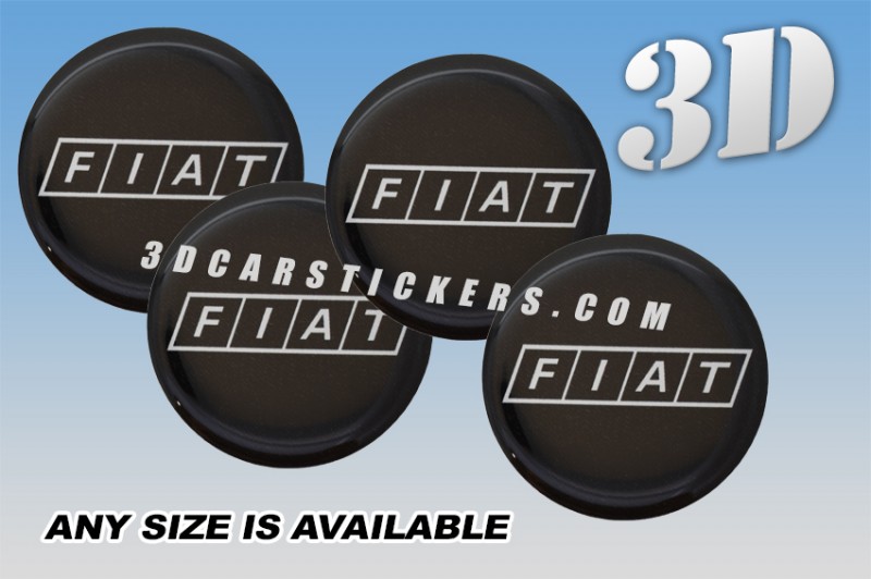 FIAT 3d car wheel center cap emblems stickers decals  :: White logo/black background ::