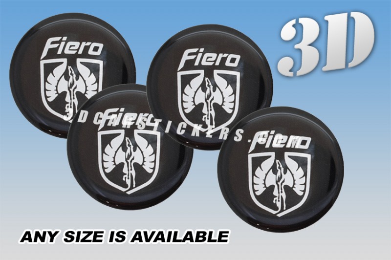 FIERO 3d car wheel center cap emblems stickers decals  :: White logo/black background ::