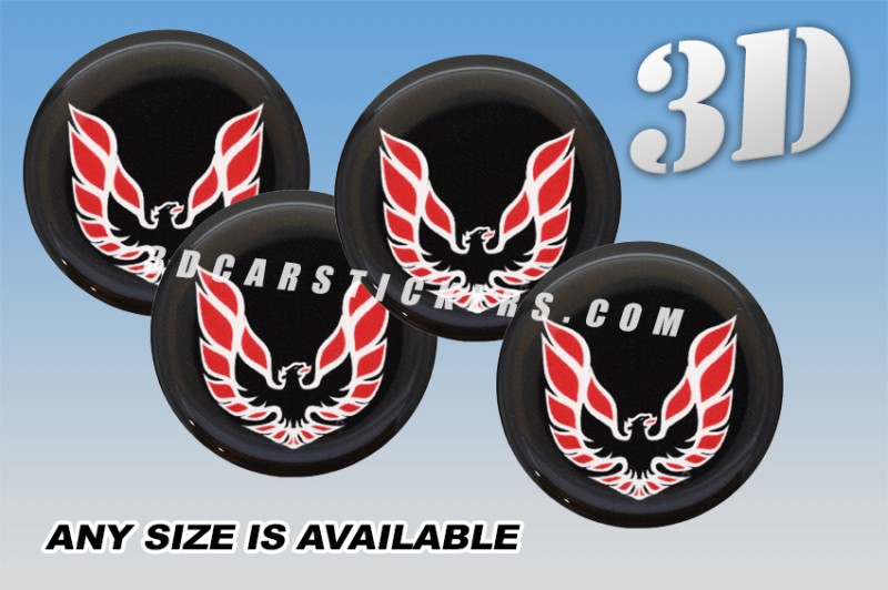 PONTIAC FIREBIRD 3d car wheel center cap emblems stickers decals  :: Red logo/White outline/black background ::