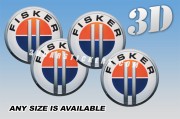 FISKER 3d car wheel center cap emblems stickers decals  :: Color logo/black background ::