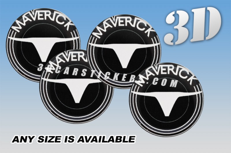 FORD MAVERICK 3d car wheel center cap emblems stickers decals  :: White logo/black background ::
