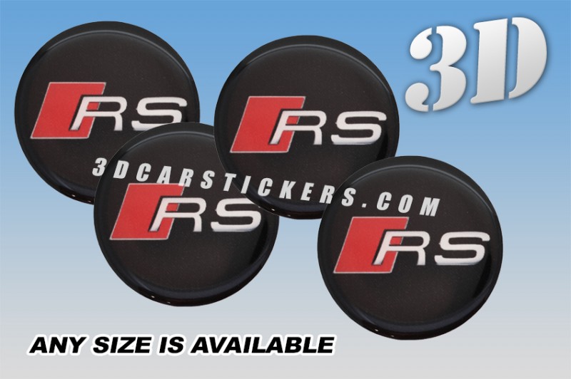 AUDI RS 3d car wheel center cap emblems stickers decals  :: Red/Silver logo/black background ::
