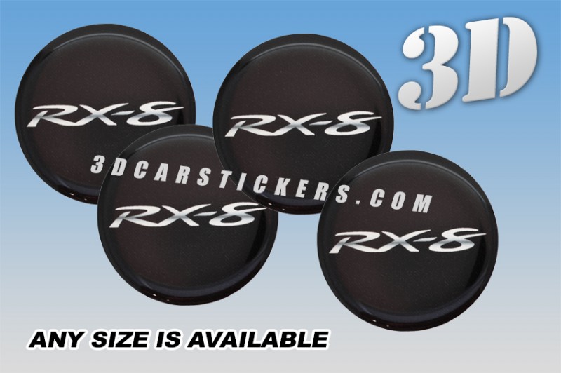 MAZDA RX-8 3d car wheel center cap emblems stickers decals  :: Silver logo/black background ::