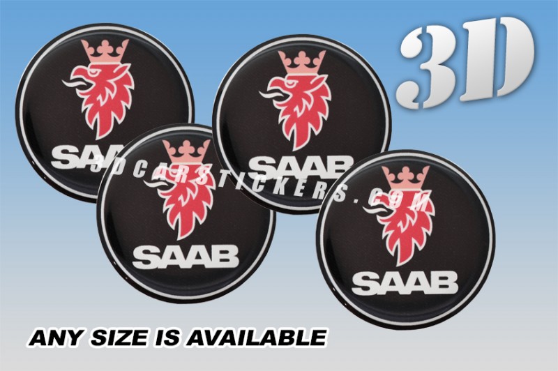 SAAB 3d car wheel center cap emblems stickers decals  :: Color logo/black background ::
