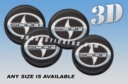 SCION 3d car wheel center cap emblems stickers decals  :: Silver logo/black background ::