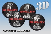 SHELBY COBRA 3d car wheel center cap emblems stickers decals  :: Red/Silver logo/black background ::
