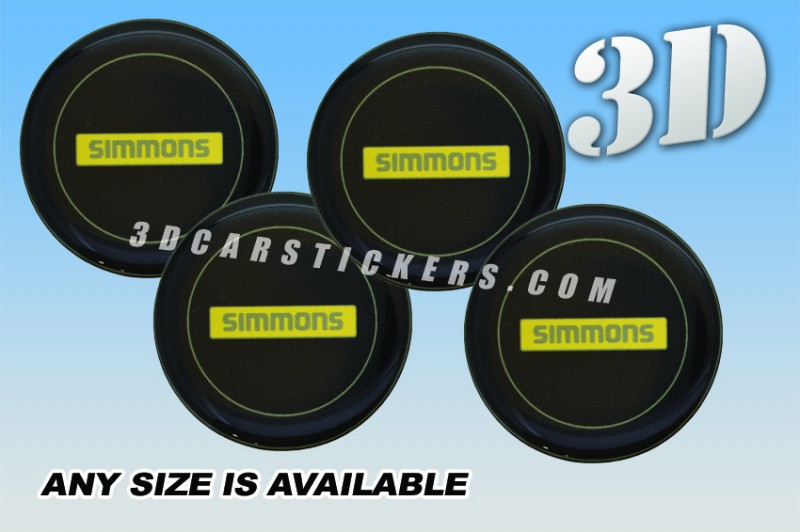 SIMMONS 3d car wheel center cap emblems stickers decals  :: Yellow logo/black background ::