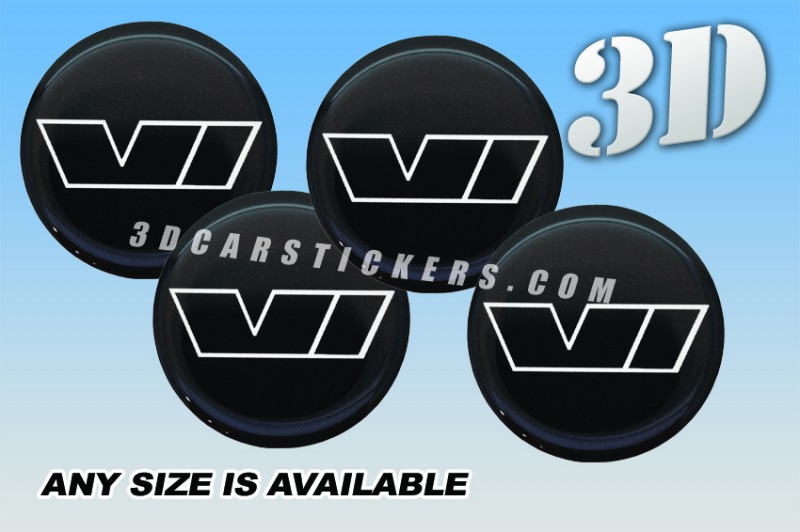 SKODA V RS 3d car wheel center cap emblems stickers decals  :: Silver logo/black background ::