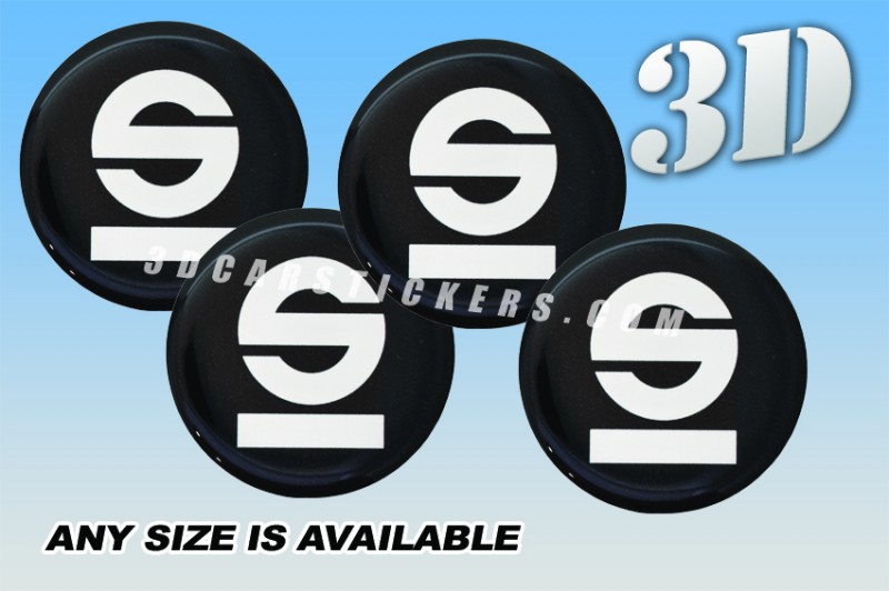 SPARCO 3d car wheel center cap emblems stickers decals  :: White logo/black background ::