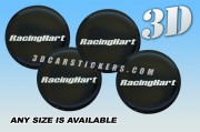 RACING HART 3d car wheel center cap emblems stickers decals  :: Silver logo/black background ::