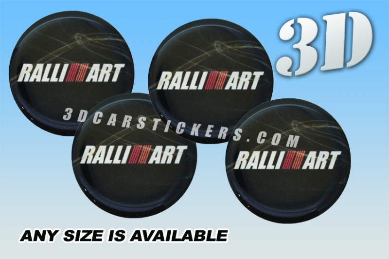 RALLIART 3d car wheel center cap emblems stickers decals  :: White/Red logo/black background ::