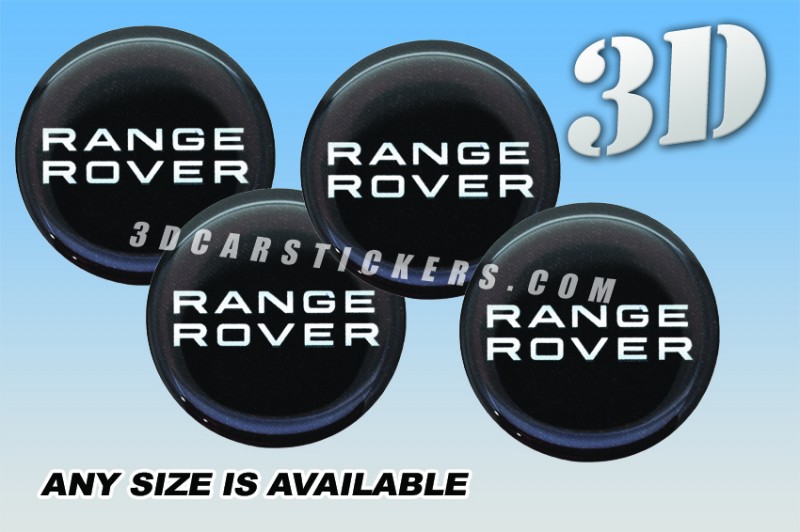 RANGE ROVER 3d car wheel center cap emblems stickers decals  :: Silver logo/black background ::