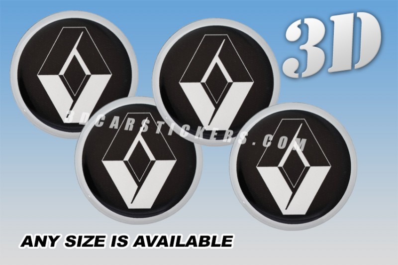 RENAULT 3d car wheel center cap emblems stickers decals  :: White logo/black background ::