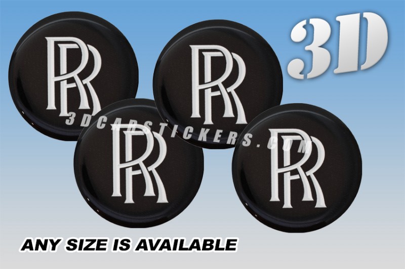 ROLLS ROYCE 3d car wheel center cap emblems stickers decals  :: Silver logo/black background ::
