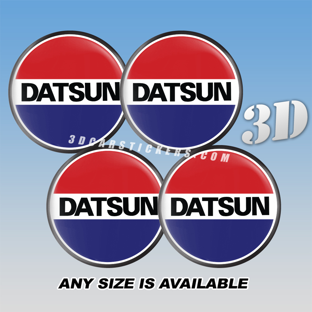 DATSUN Decals For Wheel Center Caps — Tribar Logo/Black Background