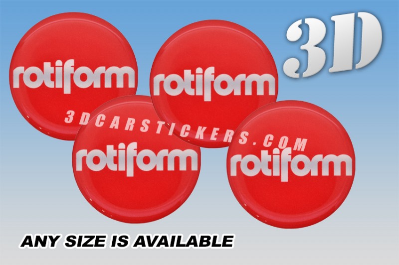 ROTIFORM 3d car wheel center cap emblems stickers decals  :: Silver logo/red background ::