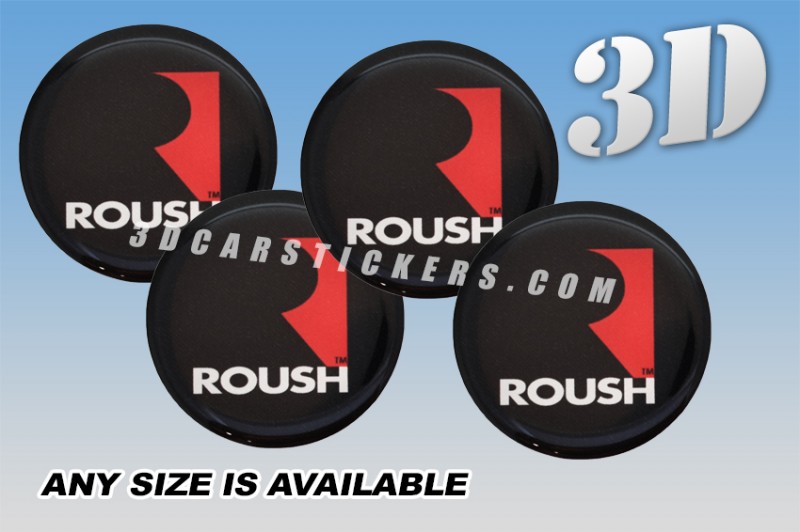 ROUSH 3d car wheel center cap emblems stickers decals  :: Red/Silver logo/black background ::