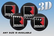 ROUSH 3d car wheel center cap emblems stickers decals  :: Red/Silver logo/Silver frame/black background ::
