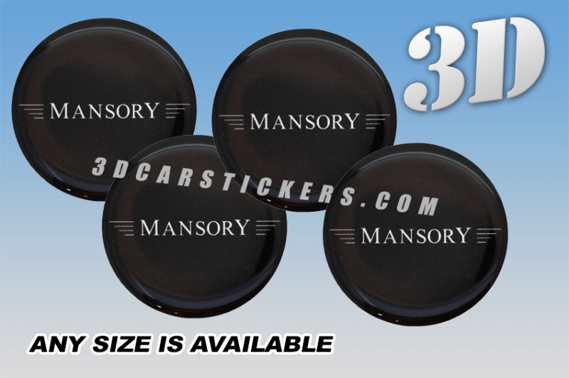 MANSORY 3d car wheel center cap emblems stickers decals  :: Silver logo/black background ::