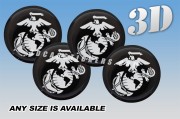 MARINE CORPS 3d car wheel center cap emblems stickers decals  :: White logo/black background ::