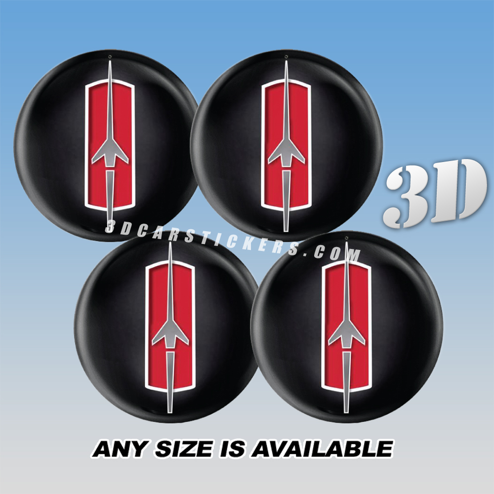 Oldsmobile ROCKET Decals For Wheel Center Caps — Silver/red logo/black background