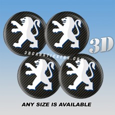 PEUGEOT 3d car stickers for wheel center caps СARBON LOOK
