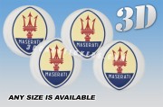 MASERATI OLD LOGO 3d car wheel center cap emblems stickers decals  :: Red/Blue logo/silver background ::