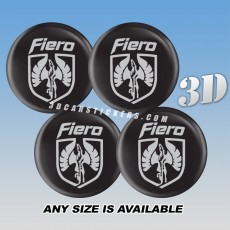 FIERO Decals For Wheel Center Caps — White Logo/Black Background