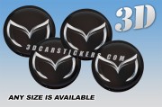 MAZDA EVILL 3d car wheel center cap emblems stickers decals  :: Silver logo/black background ::