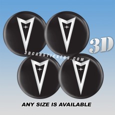 PONTIAC Decals For Wheel Center Caps — Black-Silver Logo/Black Background